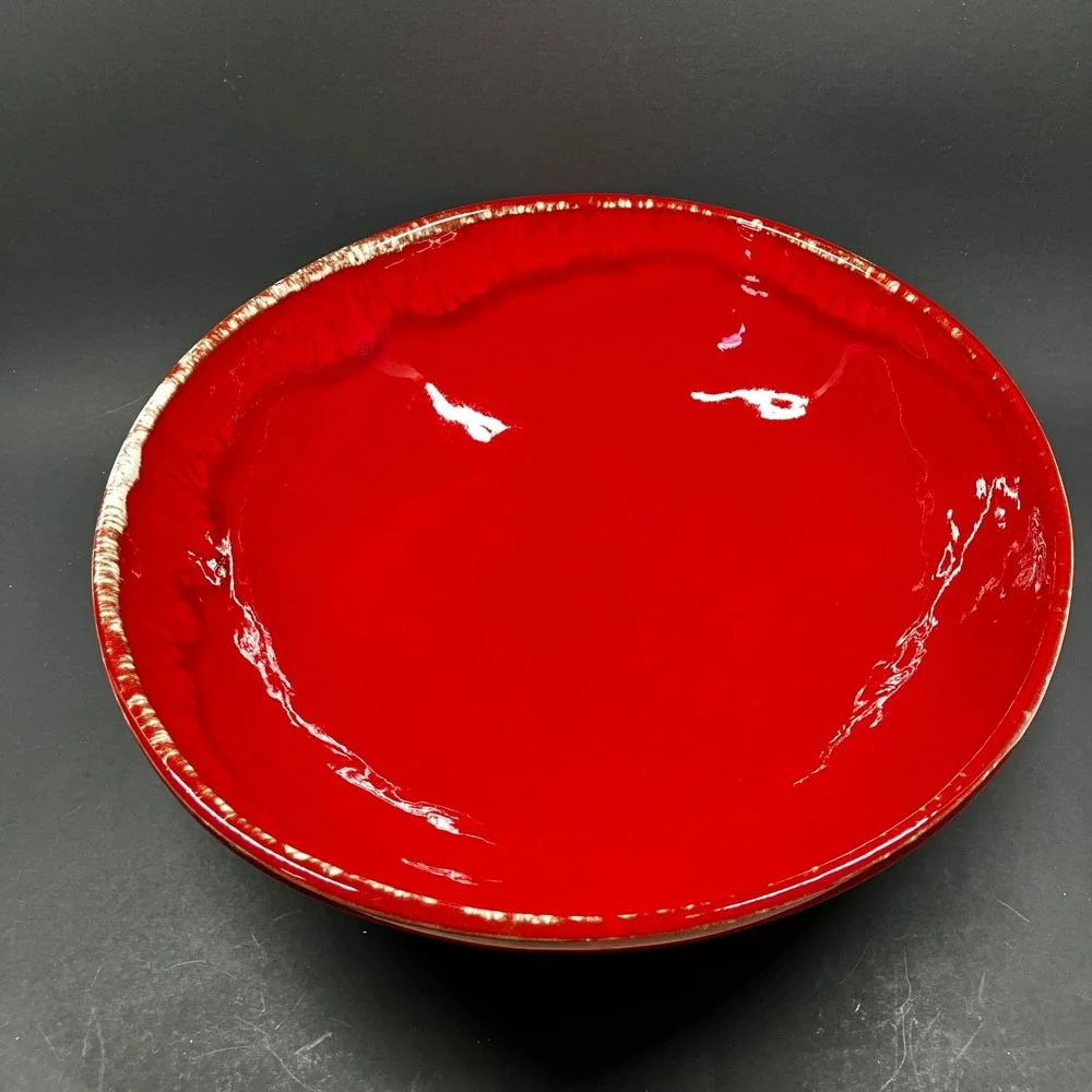 Umbriaverde Ceramiche Serving Bowl 12in Red Handmade Italy Large Centerpiece